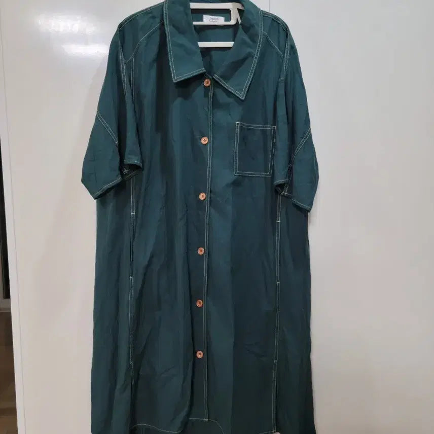 [BUNJANG] Studio Tomboy Shirt Style Long Dress Jacket Dark Green / 스튜디오 톰보이 셔츠형 롱 원피스 자켓