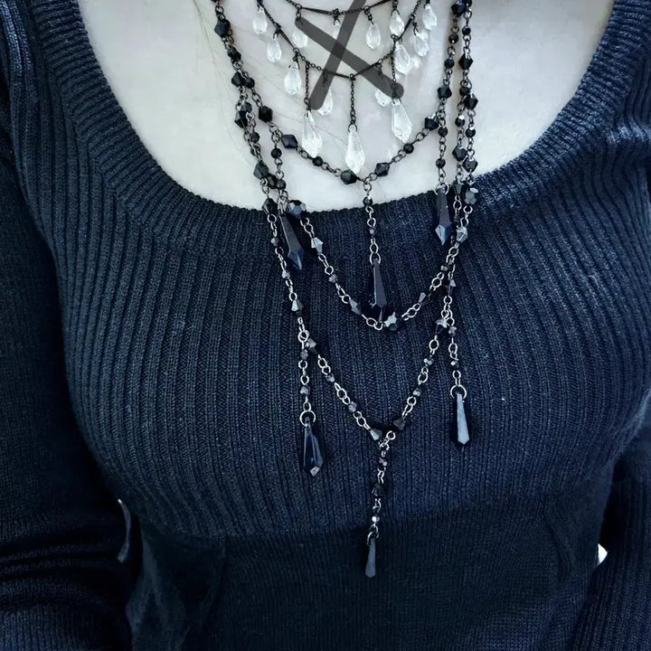 [BUNJANG] Vintage 3-Row Chain Necklace / 빈티지 3줄 체인 목걸이 서브컬쳐 펑크 고딕 고스 미사깔