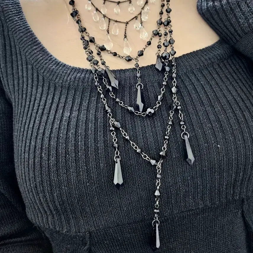 [BUNJANG] Vintage 3-Row Chain Necklace / 빈티지 3줄 체인 목걸이 서브컬쳐 펑크 고딕 고스 미사깔