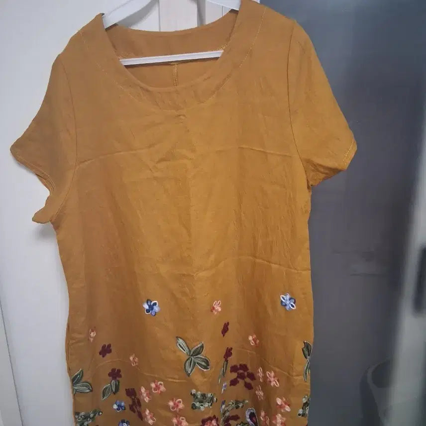 [BUNJANG] Mustard Flower Embroidered Dress Size 100, Length 90cm / 머스타드 플라워 자수원피스 사이즈 100호 총장 90 디자인강추 실착별로