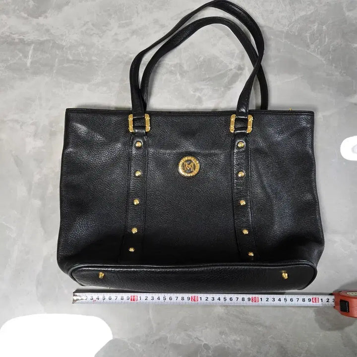 [BUNJANG] Met Citty Black Leather Tote Bag / 메트로시티 블랙 가죽 토트백