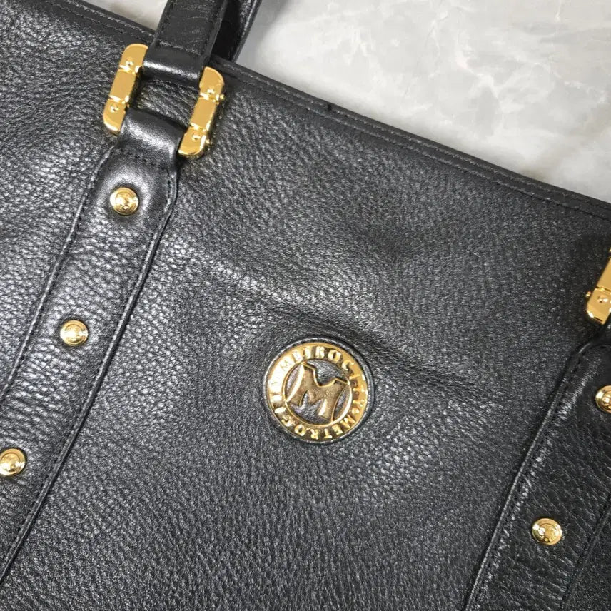 [BUNJANG] Met Citty Black Leather Tote Bag / 메트로시티 블랙 가죽 토트백
