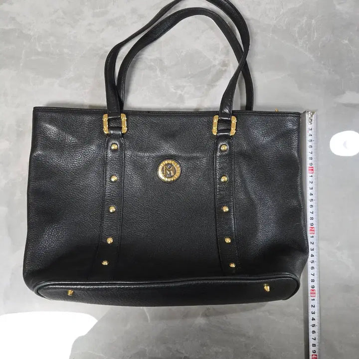 [BUNJANG] Met Citty Black Leather Tote Bag / 메트로시티 블랙 가죽 토트백