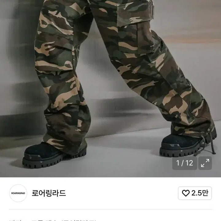 [BUNJANG] Roaring Rad Camouflage Parachute Cargo Pants / 로어링라드 파라슈트 카고팬츠 카모플라쥬