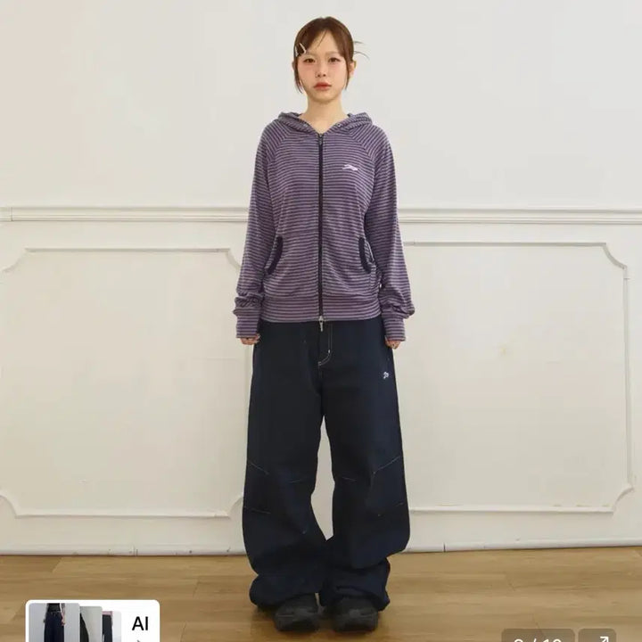 [BUNJANG] JuYong X Tansan Cotton Wide Star Stud Pants (Navy) / 주영X탄산 코튼 와이드 스타 스터드 팬츠 (네이비)