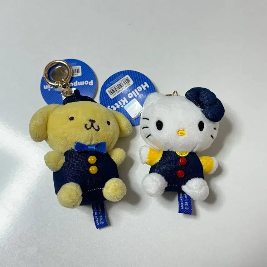 [BUNJANG] Sanrio Denim Keychain Kitty &amp; Pompompurin / 산리오 데님 키티 폼폼푸린 키링