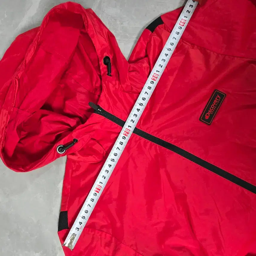 [BUNJANG] Discovery Expedition Red Windbreaker Hoodie Zip-up / 디스커버리 익스페디션 빨간색 바람막이 후드집업
