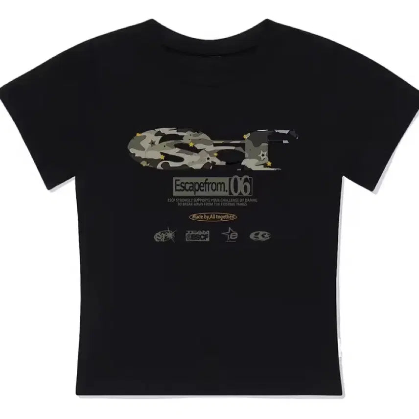 [BUNJANG] ESCP Camo Graphic Black Short Sleeve T-Shirt / 새상품 )) 이스케이프프롬 카모 블랙 반팔 티셔츠