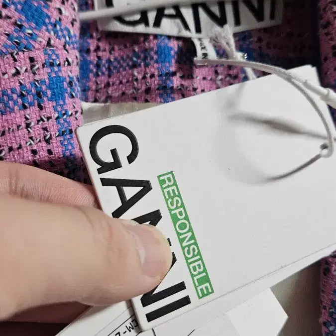 [BUNJANG] GANNI Pink Check Cropped Jacket / GANNI 가니 핑크 체크 크롭 자켓