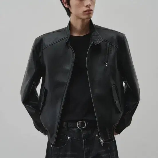 [BUNJANG] Defined Leather Harrington Jacket / 디파인드 레더 해링턴자켓(새상품)
