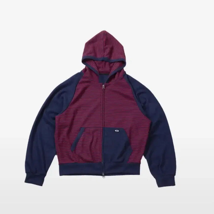 [BUNJANG] ertr Asymmetrical Two-Tone Hooded Zip-Up Jacket Red Navy / 이알티알 ertr 언발란스 투톤 후드집업 레드 네이비