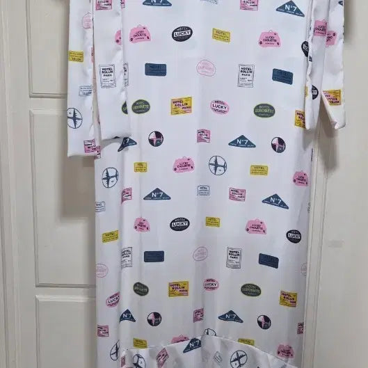 [BUNJANG] Lucky Chouette Ribbon Print Long Dress / 럭키슈에뜨 리본 프린트 롱 원피스