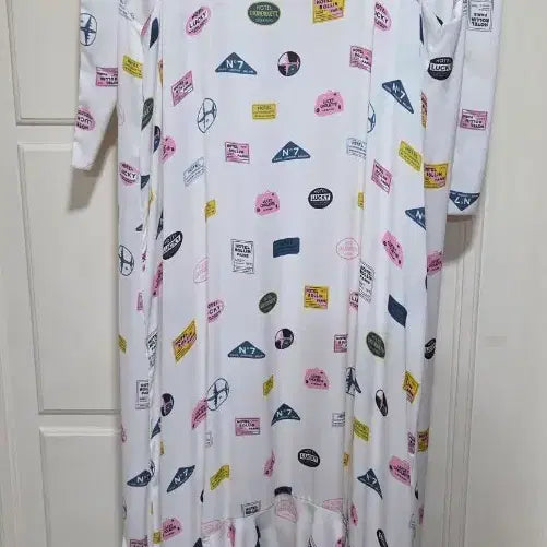 [BUNJANG] Lucky Chouette Ribbon Print Long Dress / 럭키슈에뜨 리본 프린트 롱 원피스