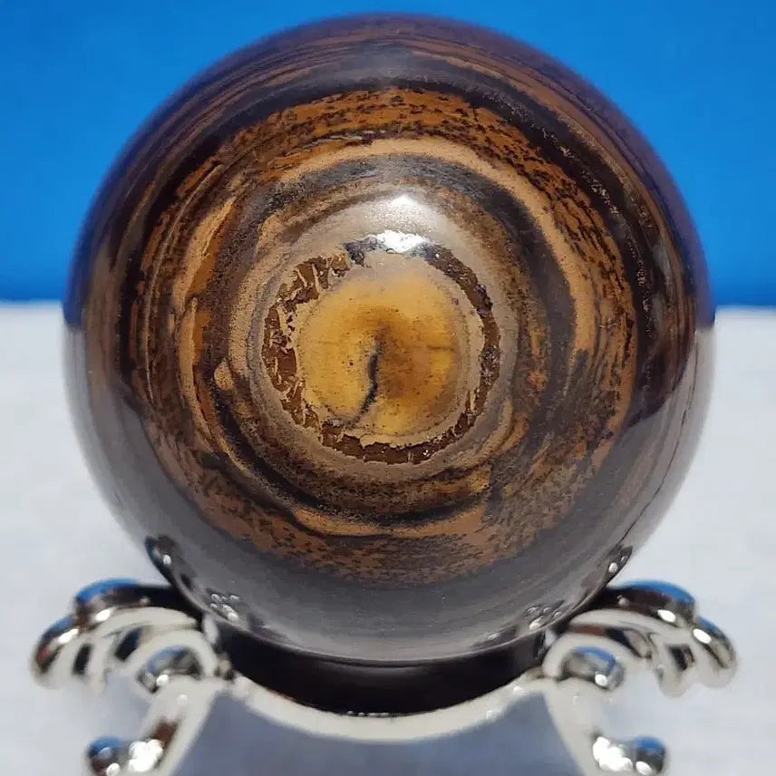 [BUNJANG] Tiger Eye Stone Orb with Stand / 호안석 원석 구슬 오브제 스탠드 포함