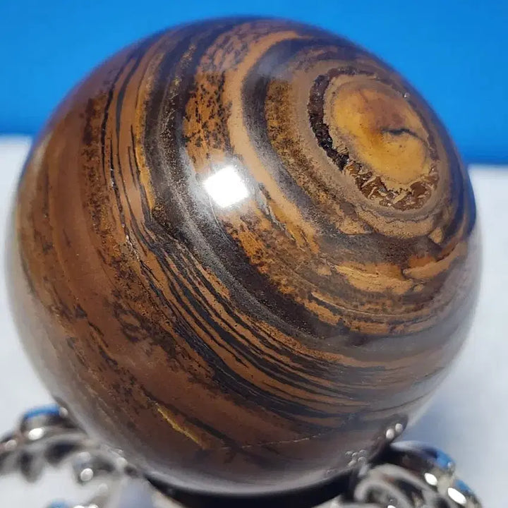 [BUNJANG] Tiger Eye Stone Orb with Stand / 호안석 원석 구슬 오브제 스탠드 포함