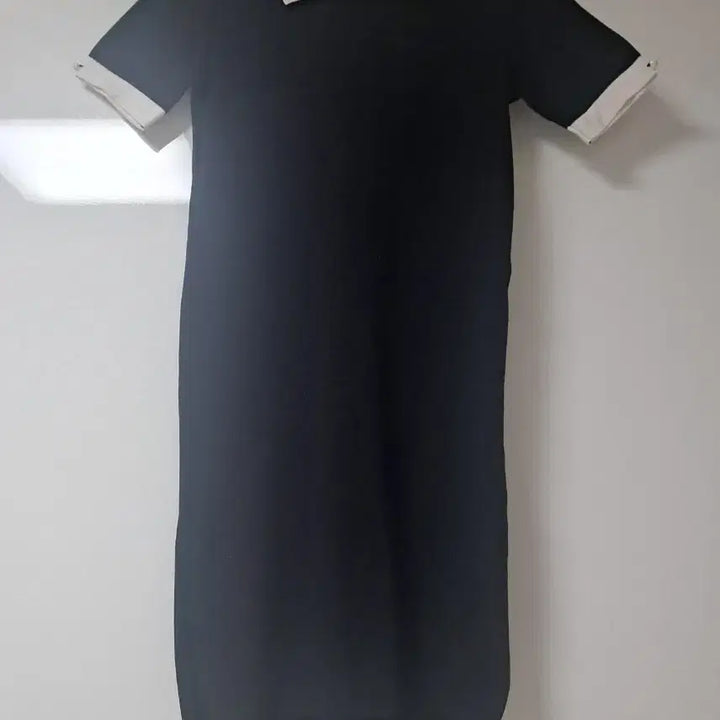 [BUNJANG] Black Collar Button Short Sleeve Knit Dress / 단아한 블랙 카라 버튼 원피스/반팔 니트 원피스(새 제품)