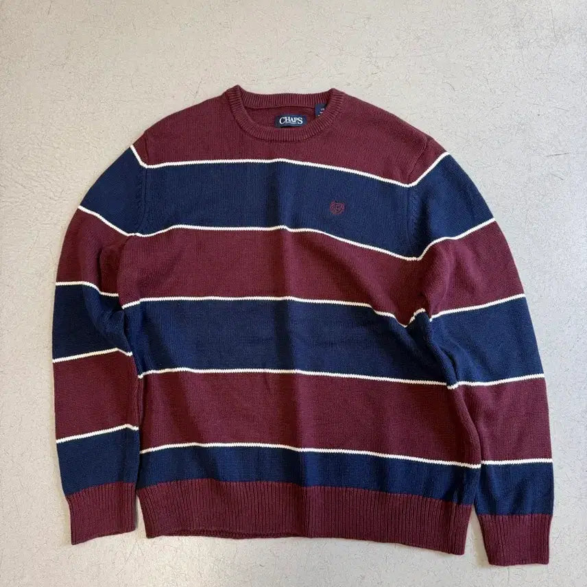 [BUNJANG] CHAPS Striped Cotton Knit Sweater / CHAPS 챕스 스트라이프 면니트