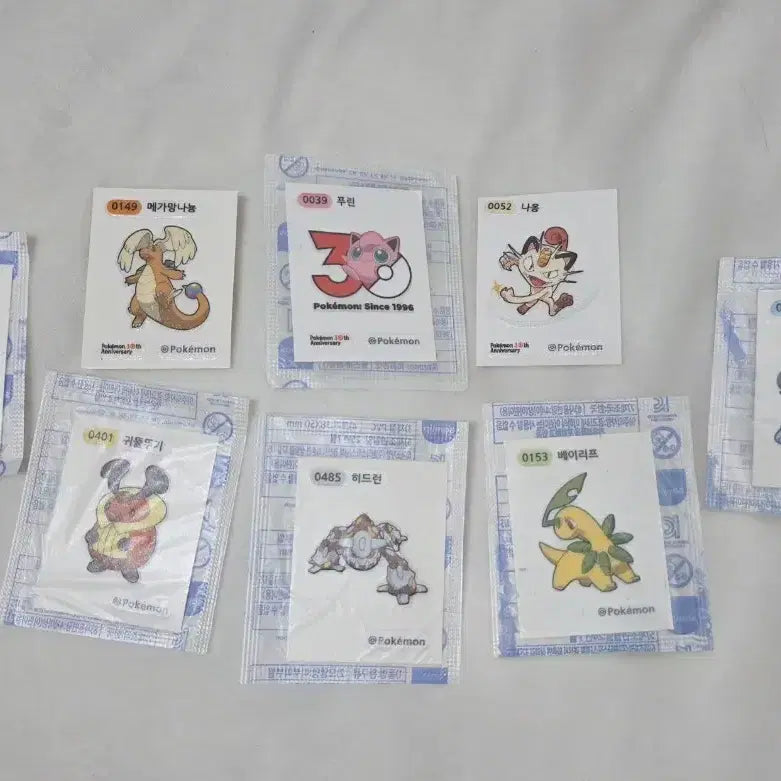 [BUNJANG] Pokemon 30th Anniversary Bread Stickers (3 Types) + 5 Additional Stickers / 포켓몬 30주년 띠부씰 3종 외 5개