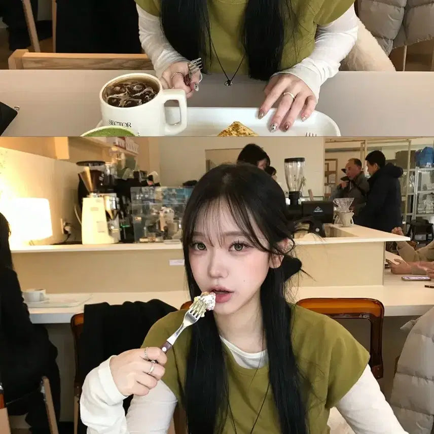 [BUNJANG] Kirev Olive Layered T-Shirt / 키레브 올리브 레이어드 티