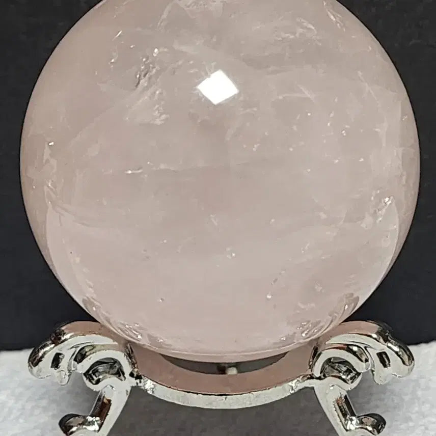 [BUNJANG] Natural Crystal Rose Quartz Sphere with Stand / 천연 크리스탈 로즈쿼츠 수정구 + 받침대