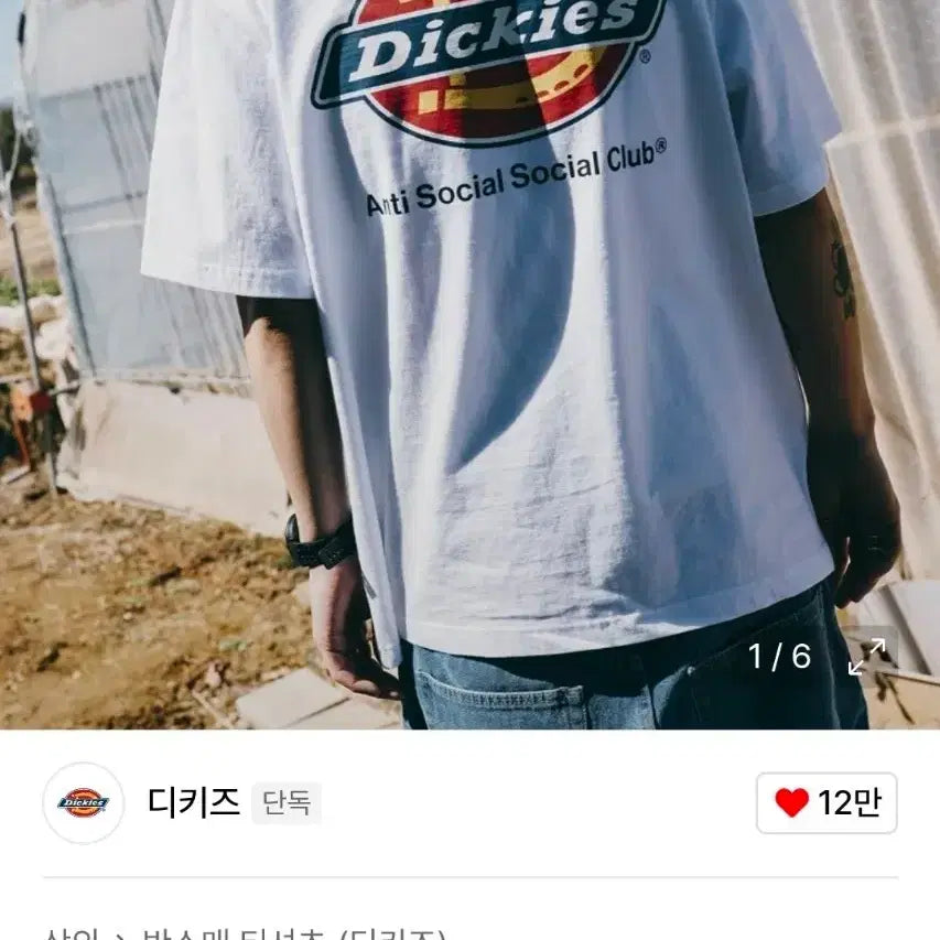 [BUNJANG] Dickies x ASSC Collaboration T-Shirt White M / 디키즈 ASSC 콜라보 티셔츠 화이트 m