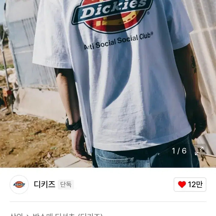 [BUNJANG] Dickies x ASSC Collaboration T-Shirt White M / 디키즈 ASSC 콜라보 티셔츠 화이트 m