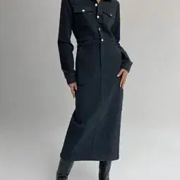 [BUNJANG] Black Up Muse L Slim Button Dress / 블랙업 뮤즈엘 슬림 버튼 원피스