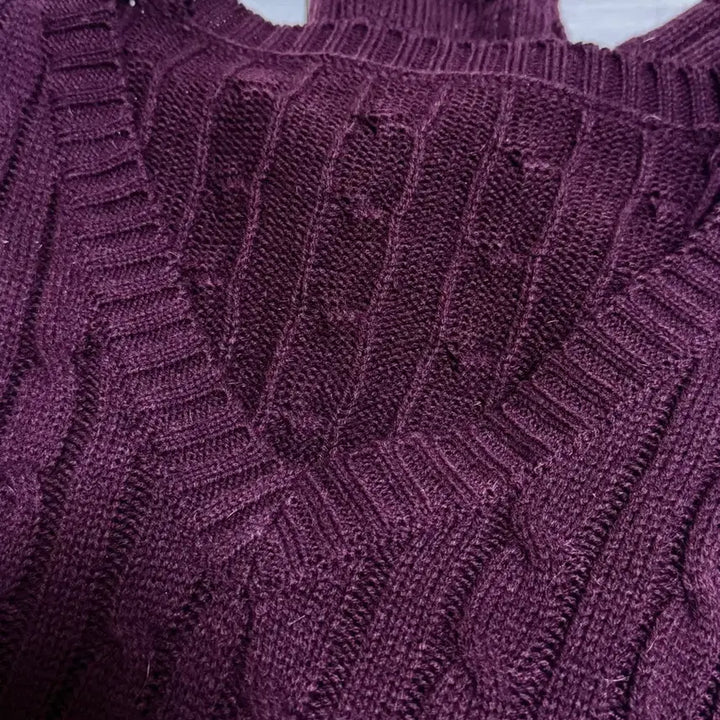 [BUNJANG] Andmore Cable Knit Burgundy / 앤드모어 꽈베기니트 버건디