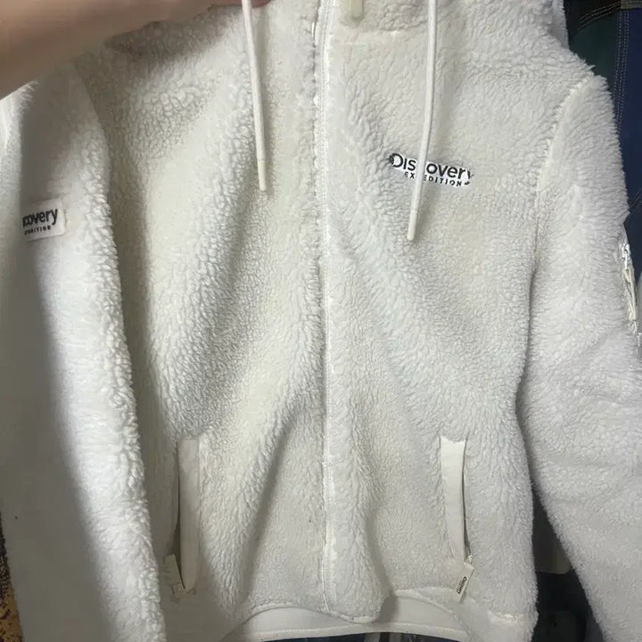 [BUNJANG] Discovery Fleece Jacket White / 디스커버리 뽀글이 플리스 흰색(수수료제외7.5