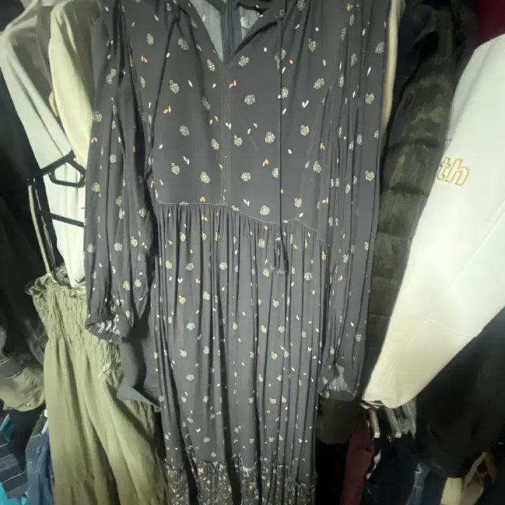[BUNJANG] Black Flower Long Dress / 블랙 플라워 롱 원피스