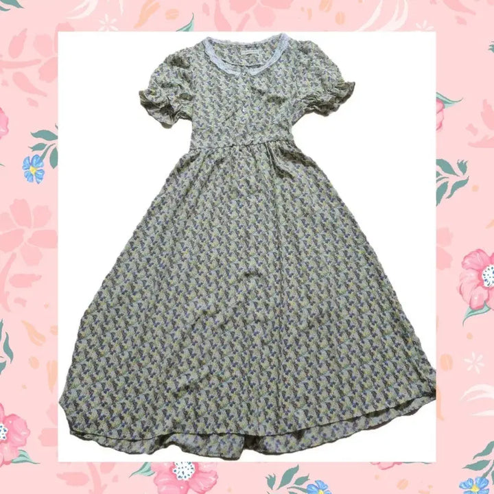 [BUNJANG] Creareto Floral Long Dress Puff Sleeve / 끄레아또레 잔꽃 롱원피스 퍼프소매
