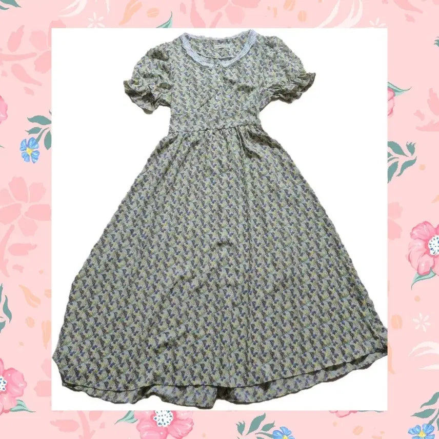 [BUNJANG] Creareto Floral Long Dress Puff Sleeve / 끄레아또레 잔꽃 롱원피스 퍼프소매