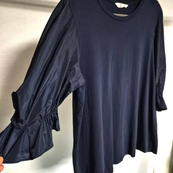 [BUNJANG] GStudio Puff Sleeve Navy Short Sleeve Blouse / 77) 지스튜디오 퍼프소매 네이비 반팔 티블라우스
