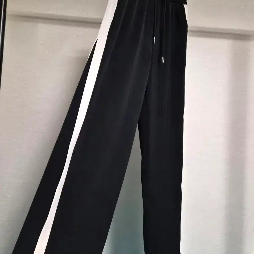 [BUNJANG] M Side Stripe Banding Wide Pants White / M) 밴딩 와이드 팬츠 흰색 옆줄