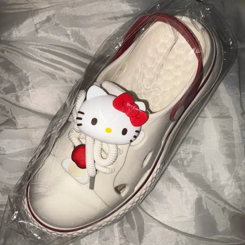 [BUNJANG] Hello Kitty Canvas Crocs Slippers - Ivory (250mm) / 새상품) 헬로키티 캔버스 크록스 슬리퍼 아이보리 250mm