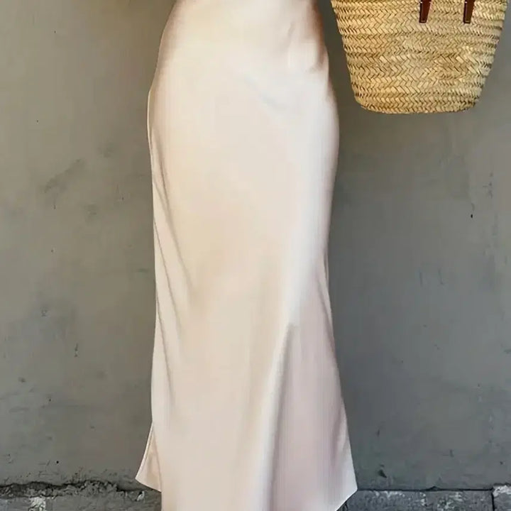 [BUNJANG] Champagne Color Satin Skirt / 샴페인 컬러 새틴 스커트 새제품