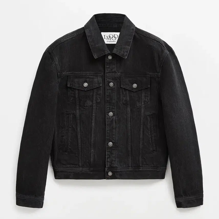 [BUNJANG] Elwood Falcon Denim Trucker Jacket Black / 엘무드 팔코 데님 트러커 리브드 블랙 46