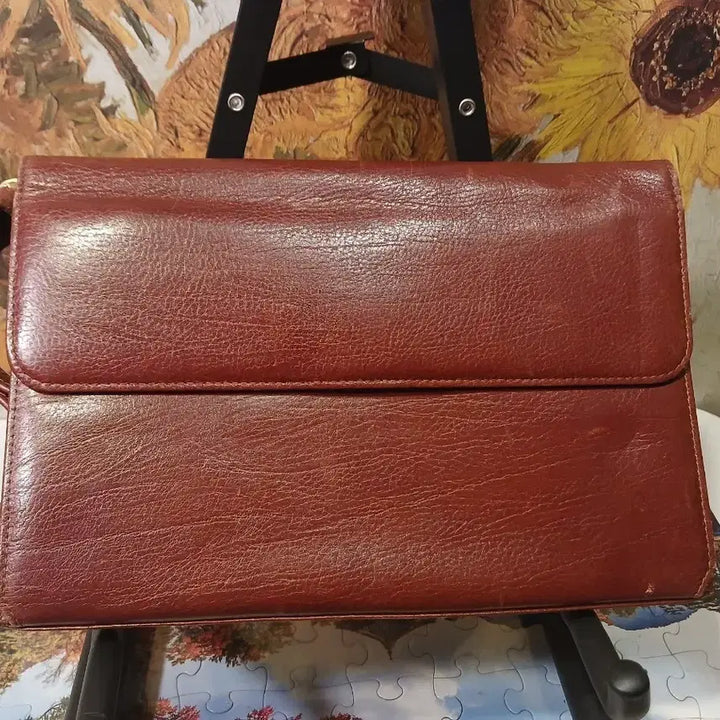 [BUNJANG] Leather Clutch Bag Brown / 가죽 클러치백 브라운 색상