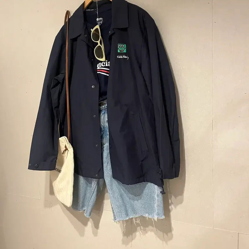 [BUNJANG] Keith Haring Coach Jacket Navy / 키스해링 코치 자켓 네이비 100(남녀공용)