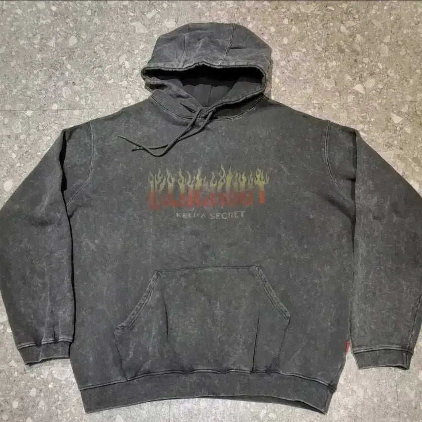 [BUNJANG] Blackout Vintage Washed Flame Hoodie / [L] 블랙아웃 빈티지 워싱 플레임 후드