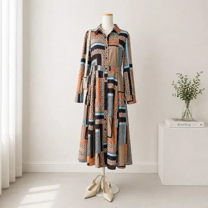 [BUNJANG] Hotping Button-Front Midi Dress with Back Elastic Waist / 핫핑