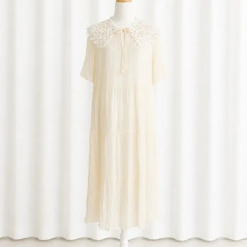 [BUNJANG] Lace Collar One-Piece Dress / 레이스 카라 원피스