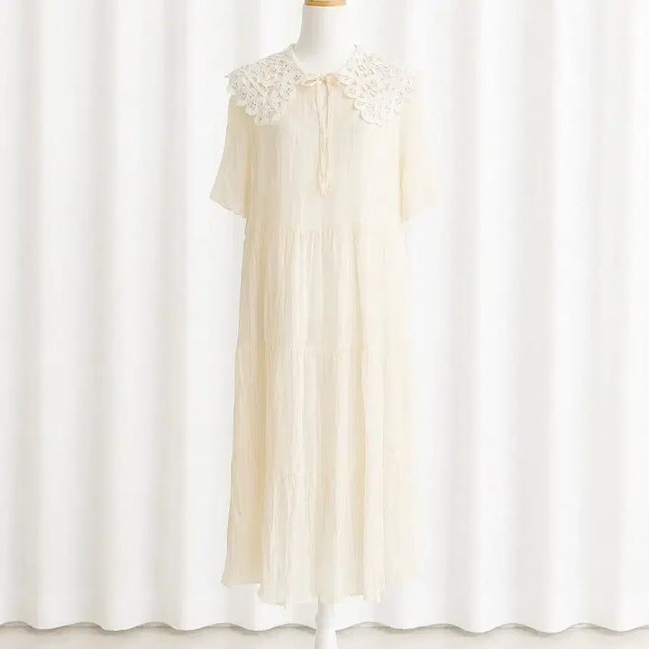 [BUNJANG] Lace Collar One-Piece Dress / 레이스 카라 원피스