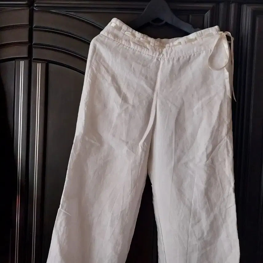 [BUNJANG] Ivory Linen Wide Pants / 흰색 린넨 마 팬츠