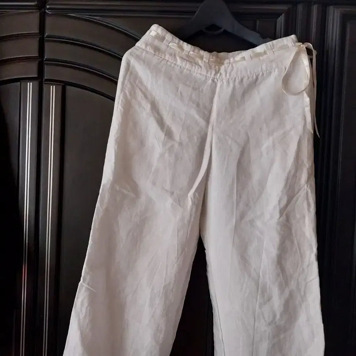 [BUNJANG] Ivory Linen Wide Pants / 흰색 린넨 마 팬츠