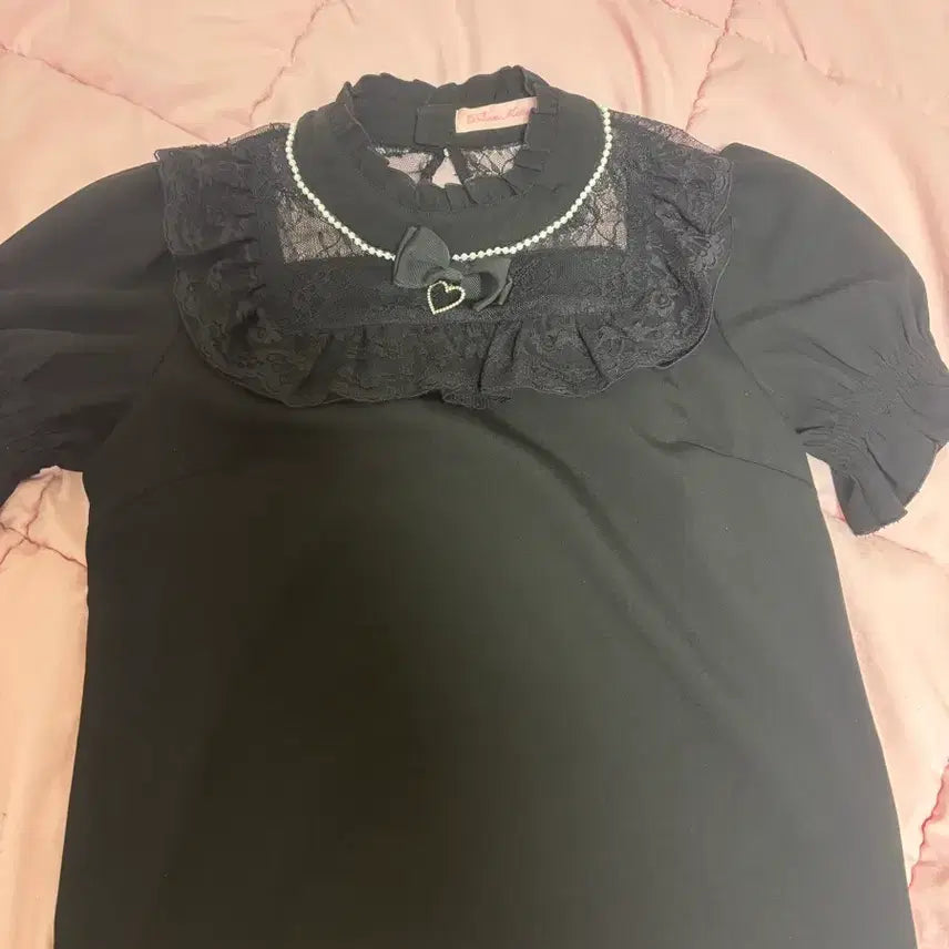 [BUNJANG] Maz Princess Melody Primeros Black Short Sleeve Blouse / 마즈 프린세스멜로디 프리메로 블라우스 블랙 반팔