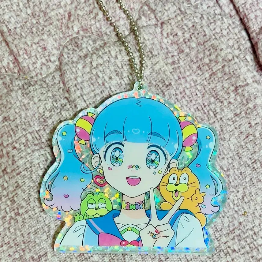 [BUNJANG] Hologram Glitter Character Girl Acrylic Keychain / 홀로그램 글리터 캐릭터 소녀 아크릴 키링