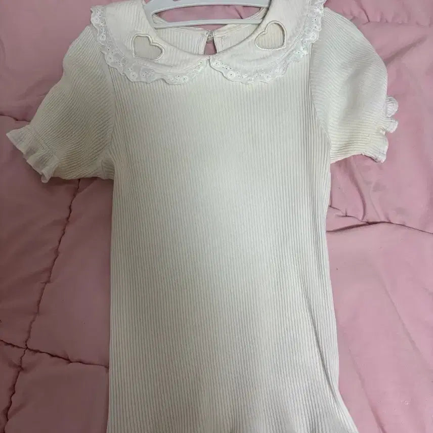 [BUNJANG] ANCROOZ Knit Short Sleeve T-Shirt White / 앙크루즈 니트 반팔 화이트