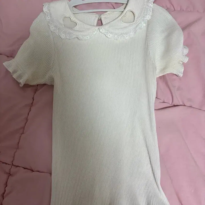 [BUNJANG] ANCROOZ Knit Short Sleeve T-Shirt White / 앙크루즈 니트 반팔 화이트