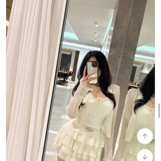 [BUNJANG] Imported Clothing Lace Pearl Camisole Cardigan Set with Belt and Ruffle Skirt / 수입의류 캡내장 레이스 진주 나시가디건 세트 + 벨트 캉캉스커트